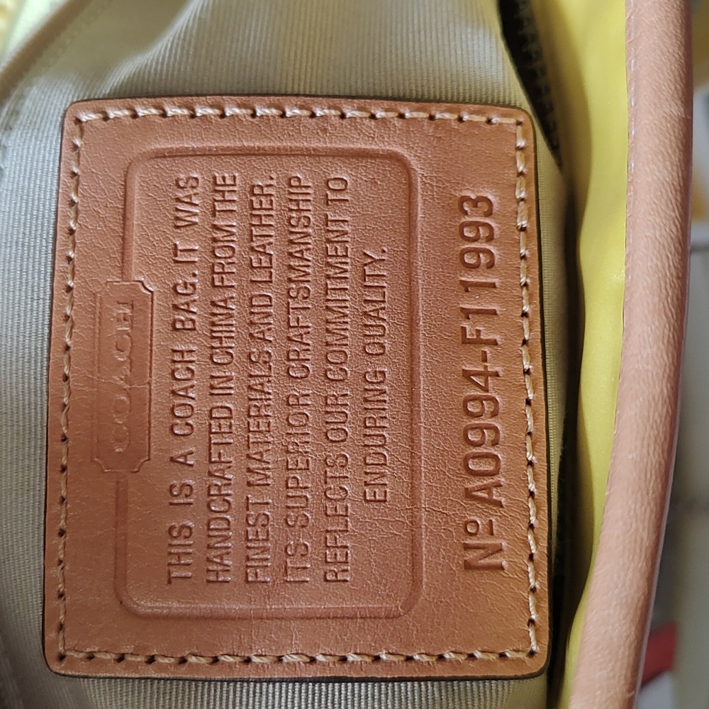 Coach Yellow Nylon Tote with Cream Handles - Picture 3 of 10